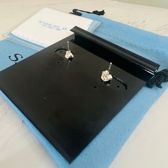 SAMUEL B. Sterling Silver & 18K Yellow Gold Round Stud Earrings, GOLD, NWT - Picture 11 of 13